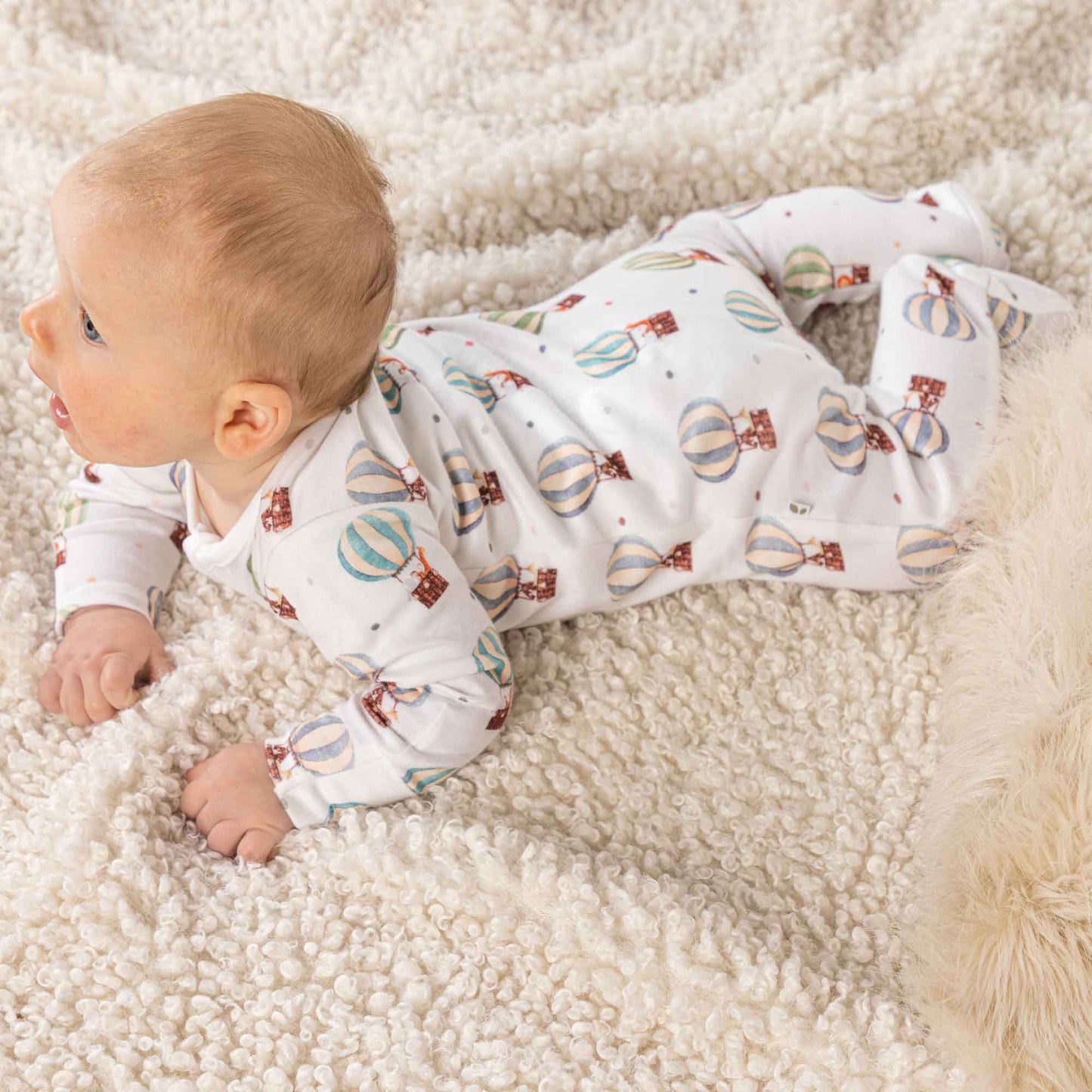 hot air balloon sleepsuit baby grow