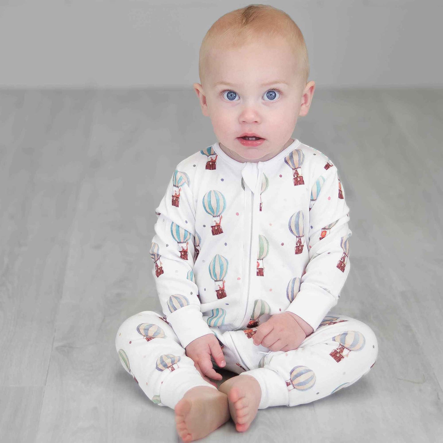 hot air balloon sleepsuit baby grow