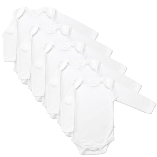 White Bodysuits Long Sleeve - Pack of 5