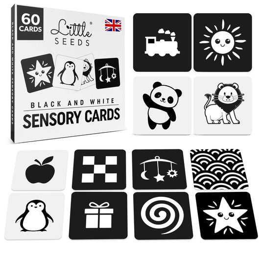 Baby Sensory Cards - 60 Black and White High Contrast Baby Flash Cards
