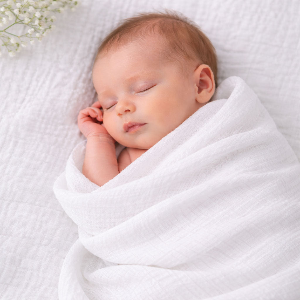 Baby Muslin Cloths – Soft & Absorbent 70×70cm Bamboo Muslin Squares for Newborns - WHITE & GREY