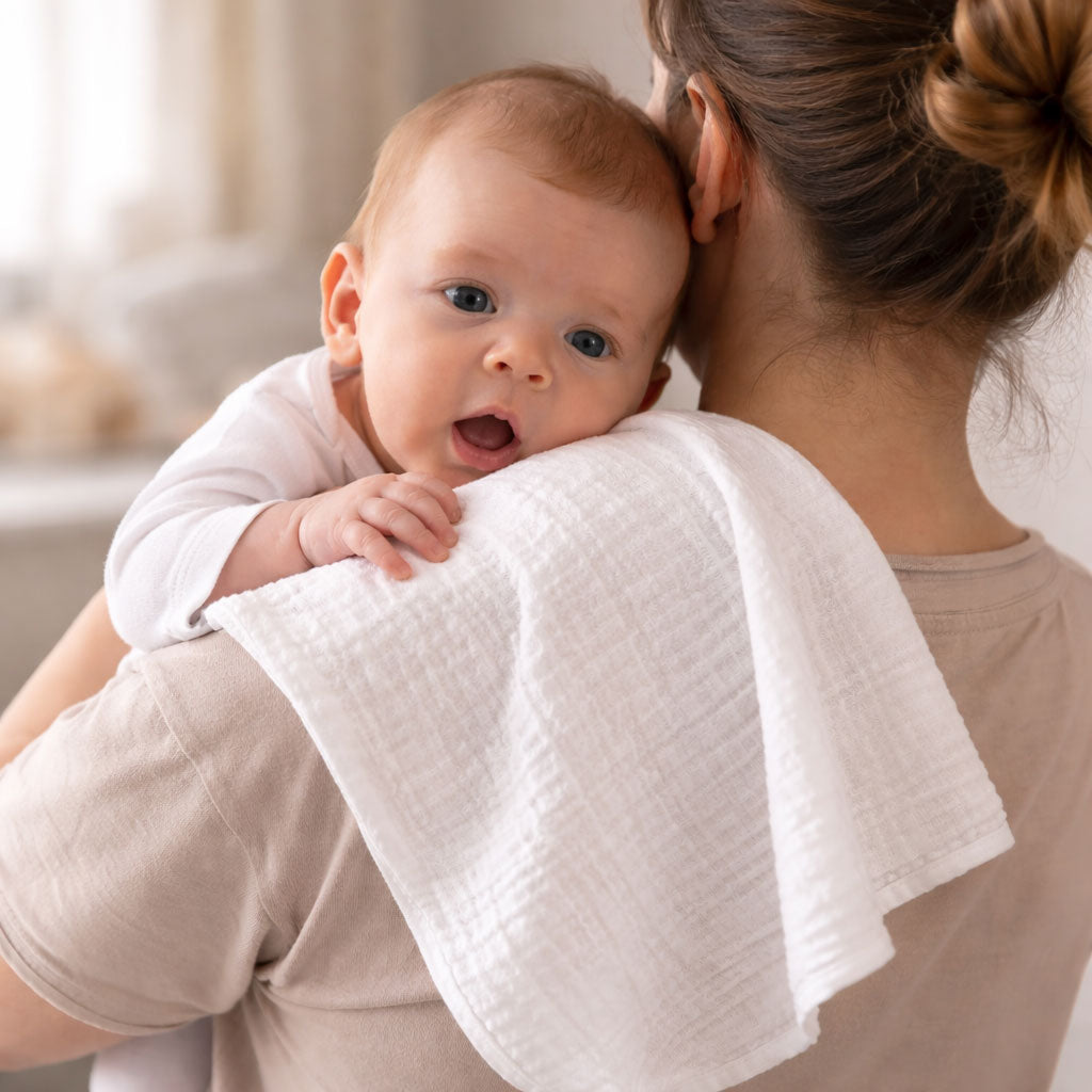 Baby Muslin Cloths – Soft & Absorbent 70×70cm Bamboo Muslin Squares for Newborns - WHITE & GREY