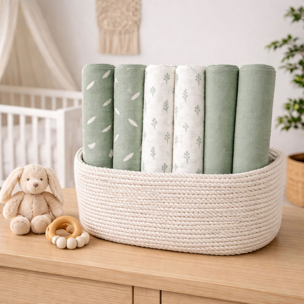 Baby Muslin Cloths – Soft & Absorbent 70×70cm Bamboo Muslin Squares for Newborns - GREEN